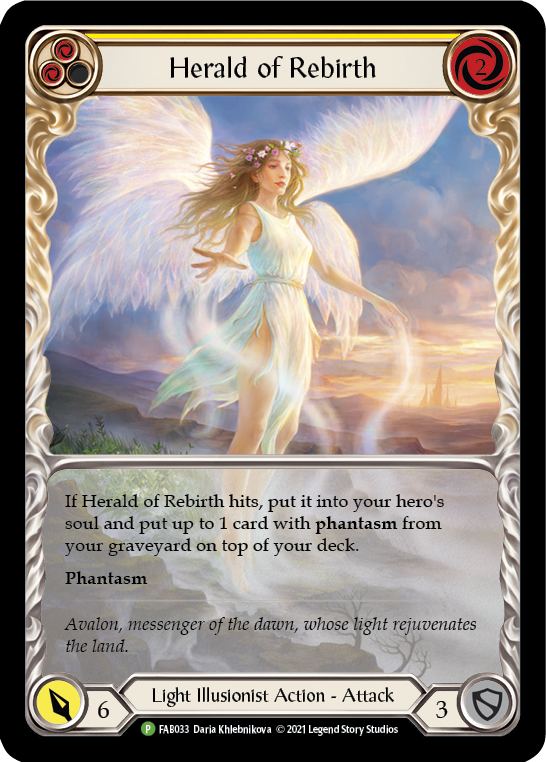 Herald of Rebirth (Yellow) [FAB033] (Promo)  Rainbow Foil | Boutique FDB TCG