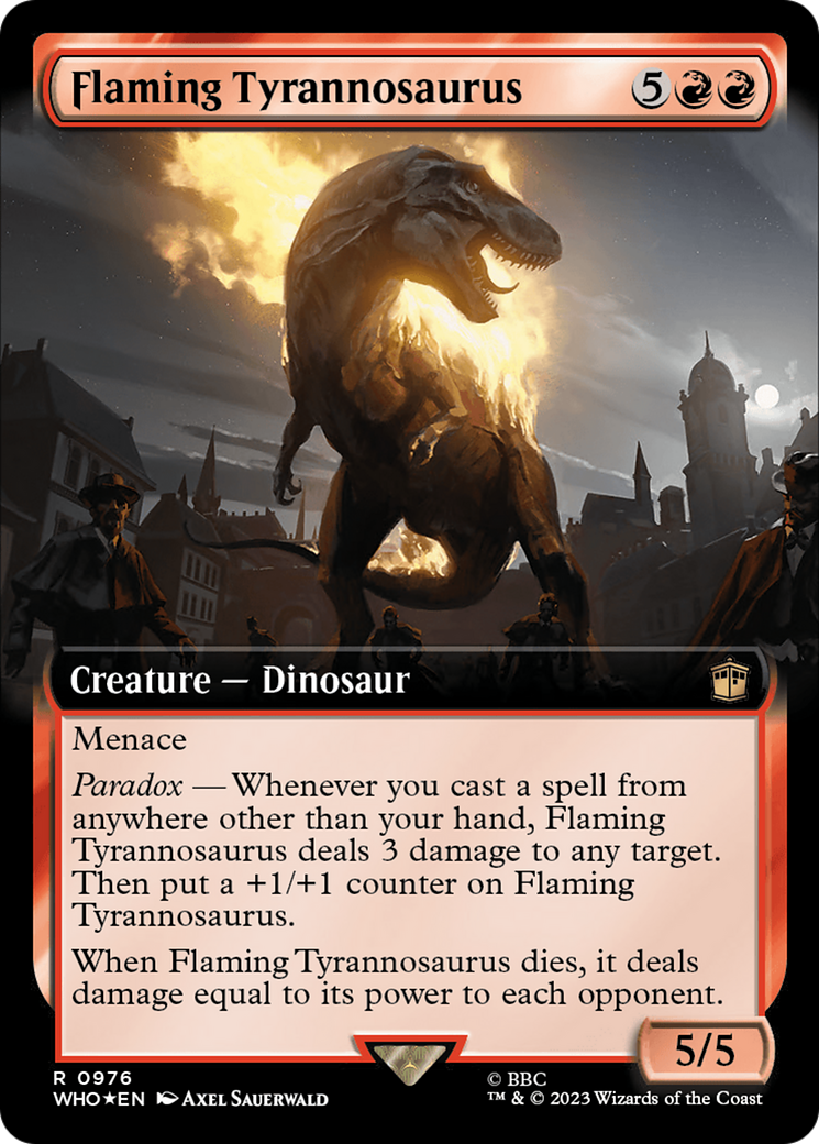 Flaming Tyrannosaurus (Extended Art) (Surge Foil) [Doctor Who] | Boutique FDB TCG