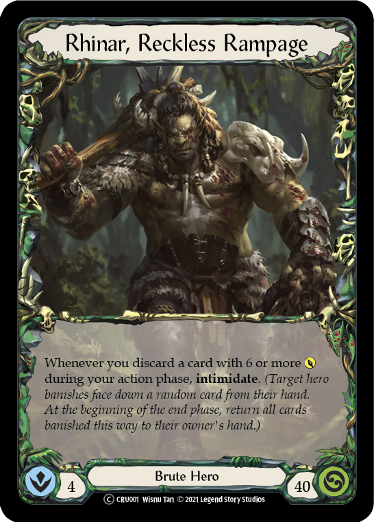 Rhinar, Reckless Rampage [U-CRU001] (Crucible of War Unlimited)  Unlimited Normal | Boutique FDB TCG