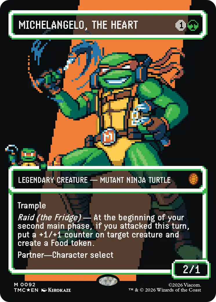 Michelangelo, the Heart (0093) (Borderless) (Surge Foil) [Teenage Mutant Ninja Turtles Commander] | Boutique FDB TCG