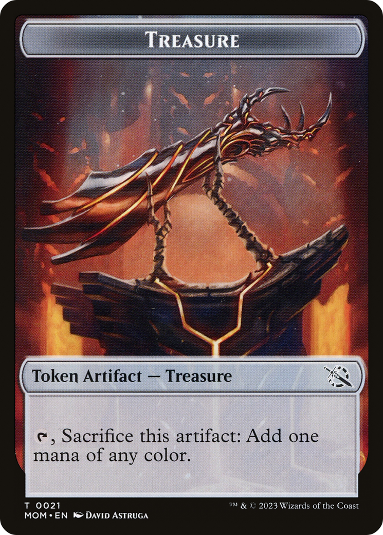 Treasure (21) // Teferi Akosa of Zhalfir Emblem Double-Sided Token [March of the Machine Tokens] | Boutique FDB TCG