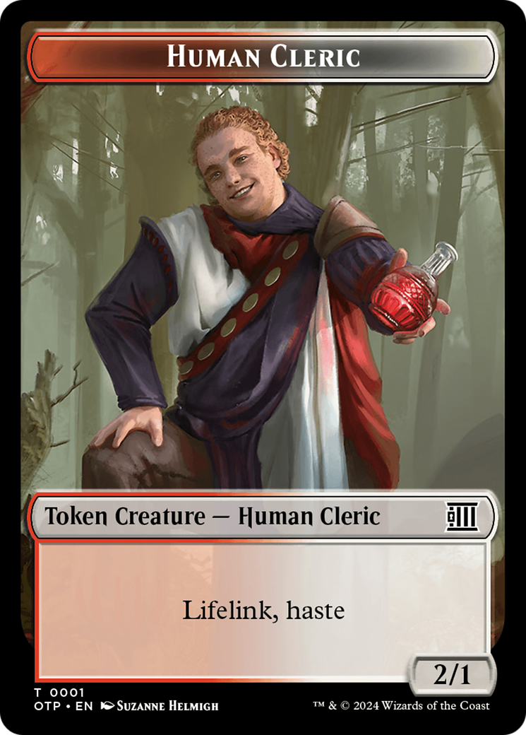 Human Cleric // Plot Double-Sided Token [Outlaws of Thunder Junction: Breaking News Tokens] | Boutique FDB TCG