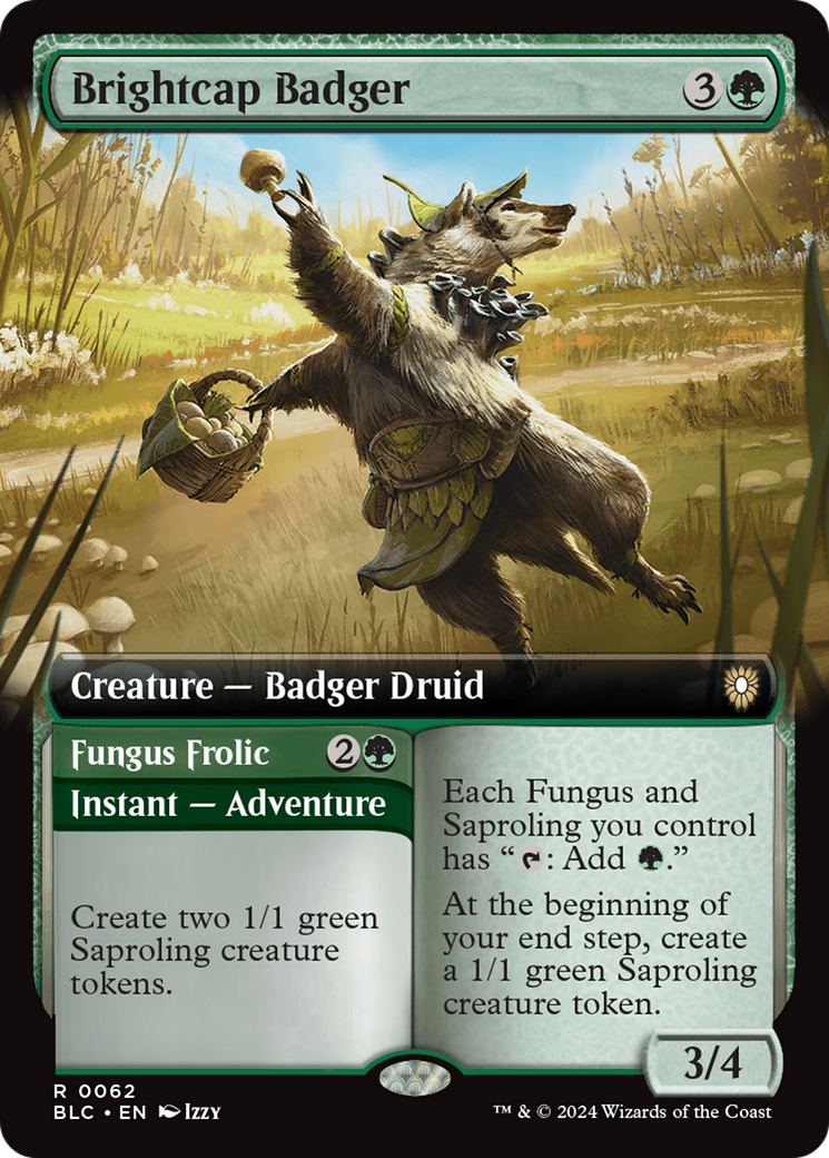 Brightcap Badger // Fungus Frolic (Extended Art) [Bloomburrow Commander] | Boutique FDB TCG