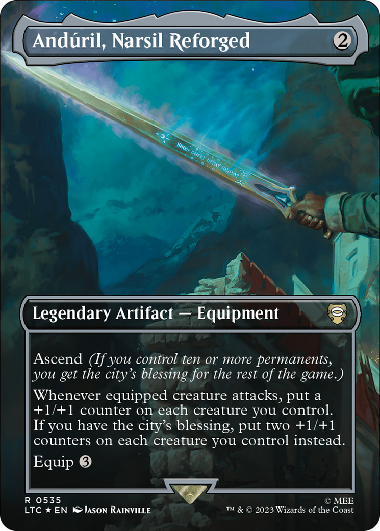 Anduril, Narsil Reforged (Borderless) (Surge Foil) [The Lord of the Rings: Tales of Middle-Earth Commander] | Boutique FDB TCG