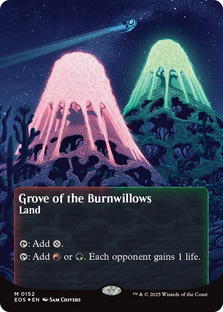 Grove of the Burnwillows (0152) (Borderless) (Galaxy Foil) [Edge of Eternities: Stellar Sights] | Boutique FDB TCG