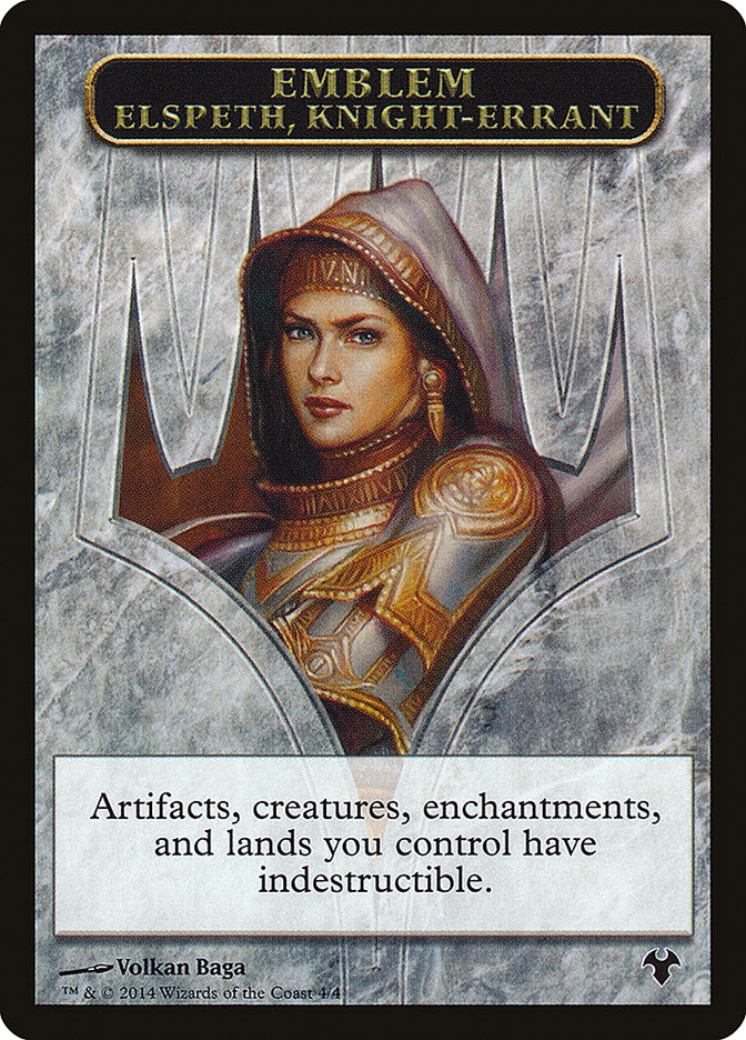 Emblem - Elspeth, Knight-Errant // Soldier Double-Sided Token [Modern Event Deck 2014 Tokens] | Boutique FDB TCG