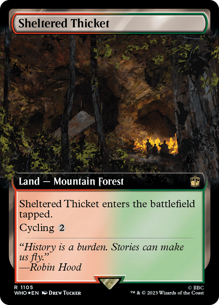 Sheltered Thicket (Extended Art) (Surge Foil) [Doctor Who] | Boutique FDB TCG