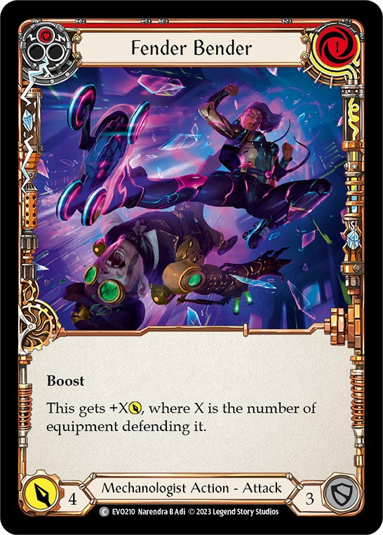 Fender Bender (Red) [EVO210] (Bright Lights)  Rainbow Foil | Boutique FDB TCG
