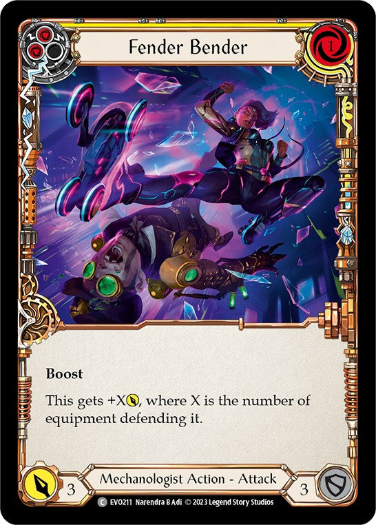 Fender Bender (Yellow) [EVO211] (Bright Lights)  Rainbow Foil | Boutique FDB TCG