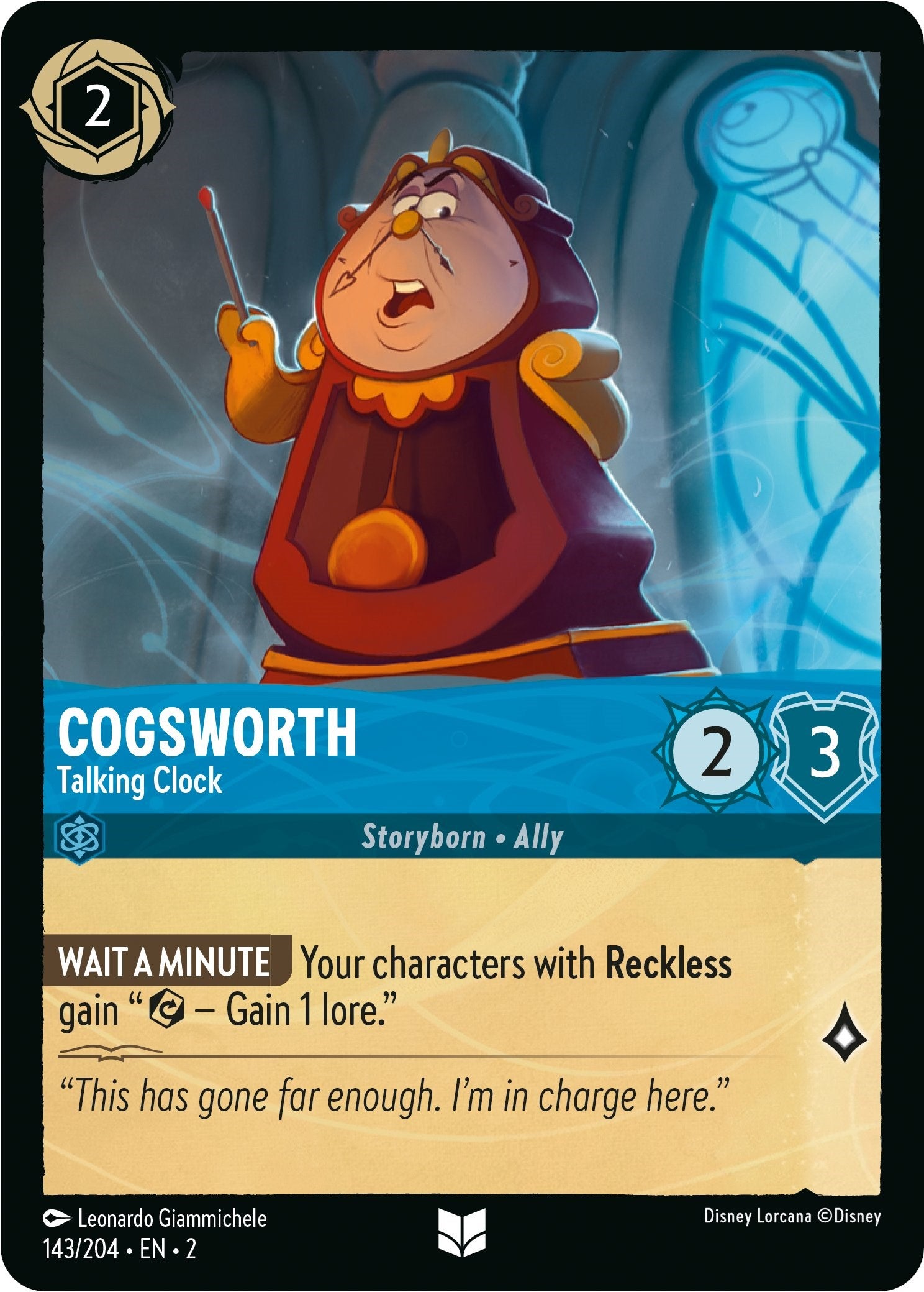 Cogsworth - Talking Clock (143/204) [Rise of the Floodborn] | Boutique FDB TCG