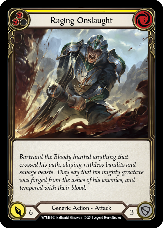 Raging Onslaught (Yellow) [WTR189-C] (Welcome to Rathe)  Alpha Print Normal | Boutique FDB TCG