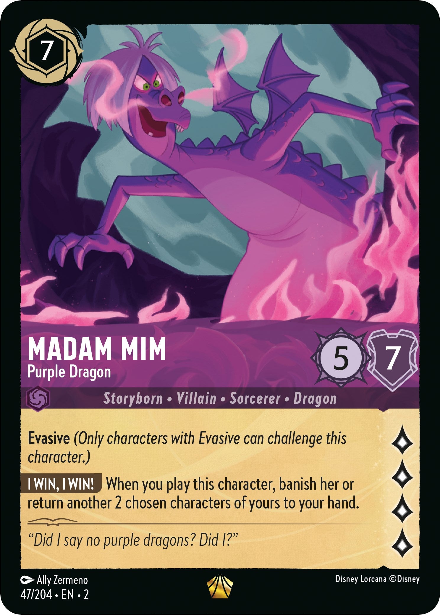 Madam Mim - Purple Dragon (47/204) [Rise of the Floodborn] | Boutique FDB TCG