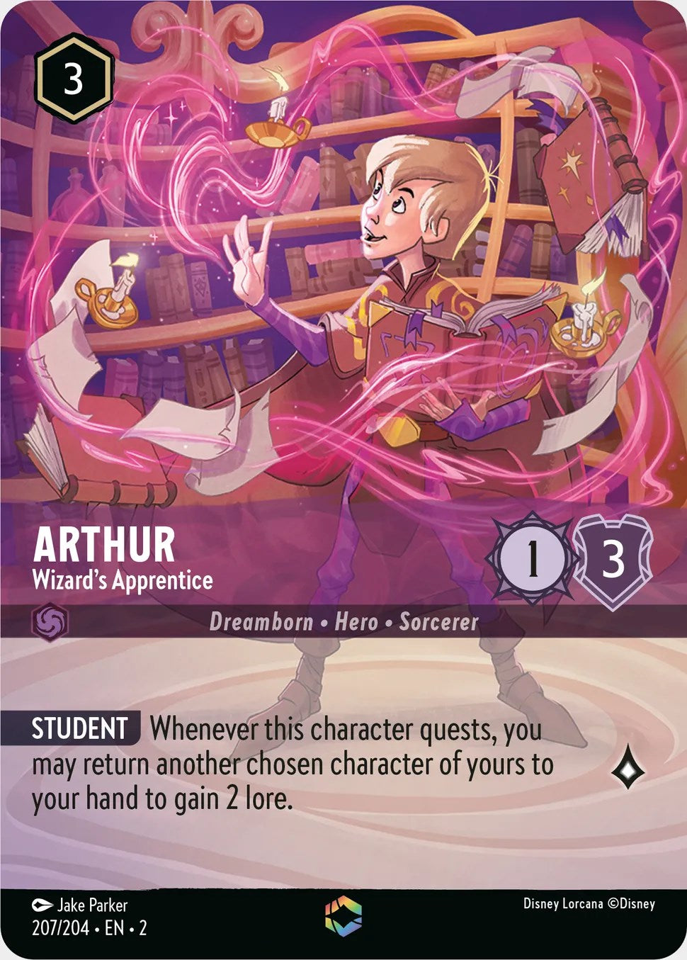 Arthur - Wizard's Apprentice (Enchanted) (207/204) [Rise of the Floodborn] | Boutique FDB TCG