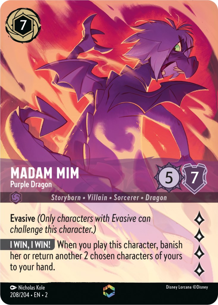 Madam Mim - Purple Dragon (Enchanted) (208/204) [Rise of the Floodborn] | Boutique FDB TCG