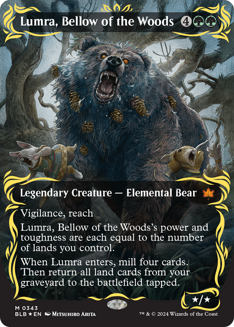 Lumra, Bellow of the Woods (Borderless) (Raised Foil) [Bloomburrow] | Boutique FDB TCG