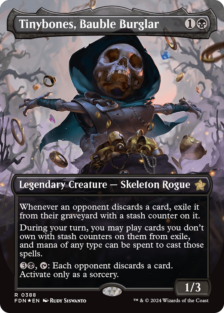 Tinybones, Bauble Burglar (Borderless) (Mana Foil) [Foundations] | Boutique FDB TCG