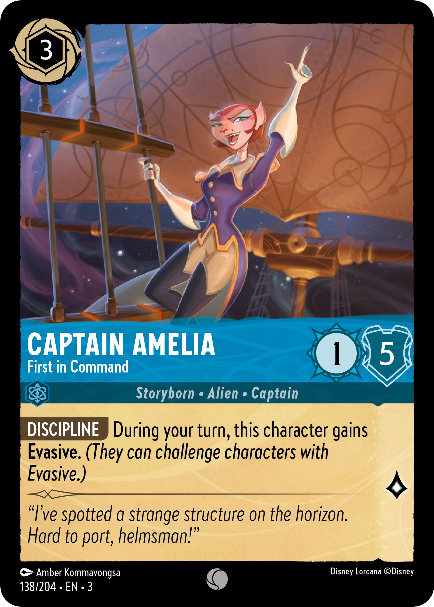 Captain Amelia - First in Command (138//204) [Into the Inklands] | Boutique FDB TCG