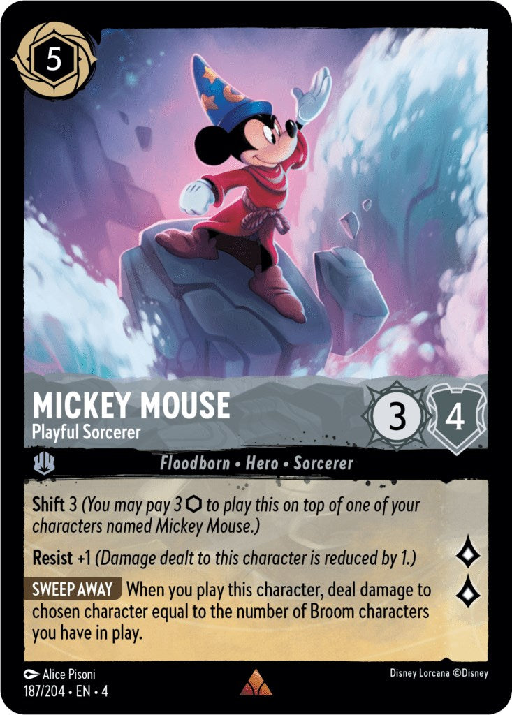 Mickey Mouse - Playful Sorcerer (187/204) (187/204) [Ursula's Return] | Boutique FDB TCG