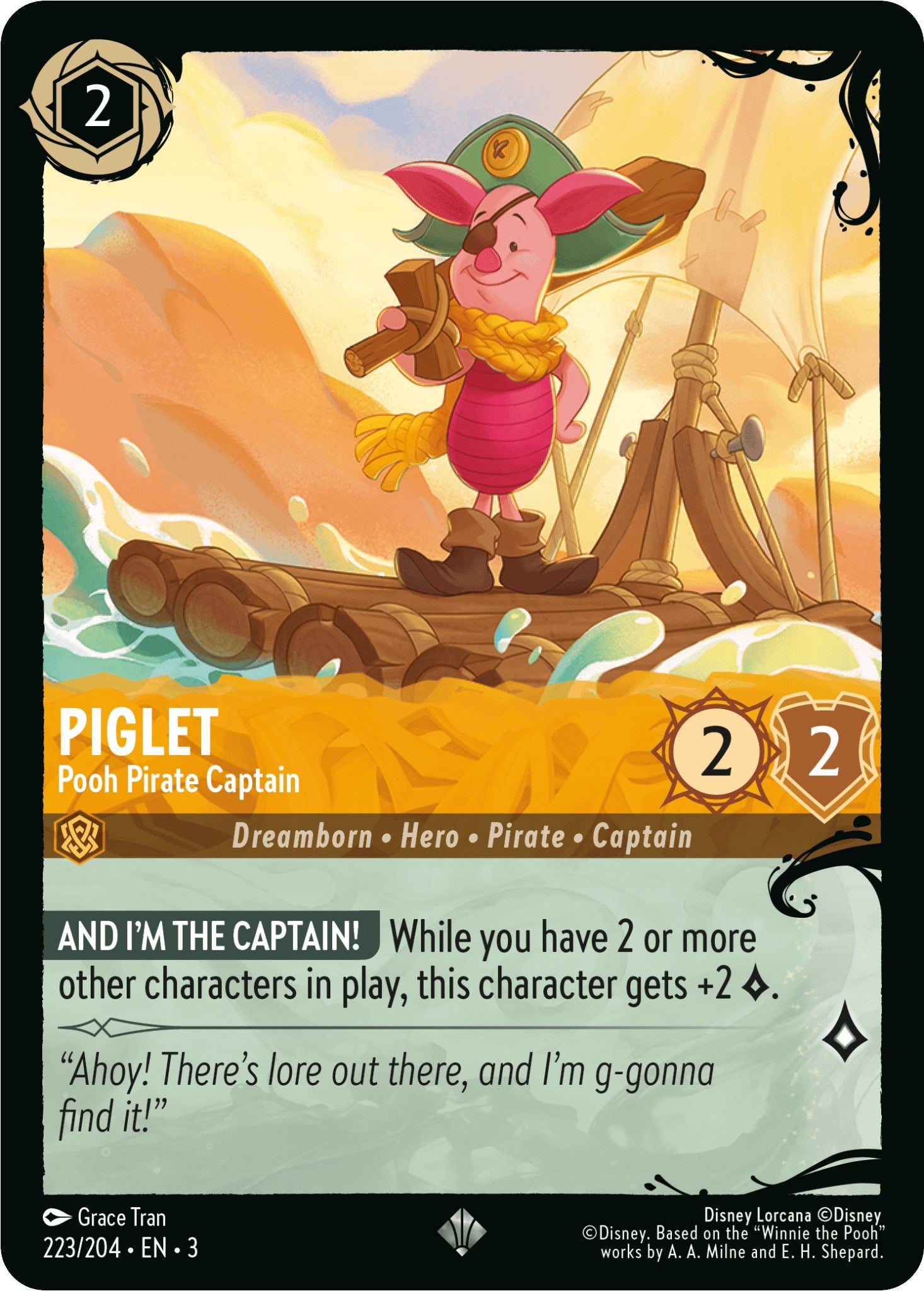 Piglet - Pooh Pirate Captain (223/204) [Ursula's Return] | Boutique FDB TCG