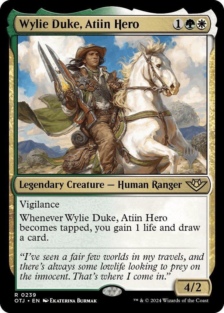 Wylie Duke, Atiin Hero (Promo Pack) [Outlaws of Thunder Junction Promos] | Boutique FDB TCG