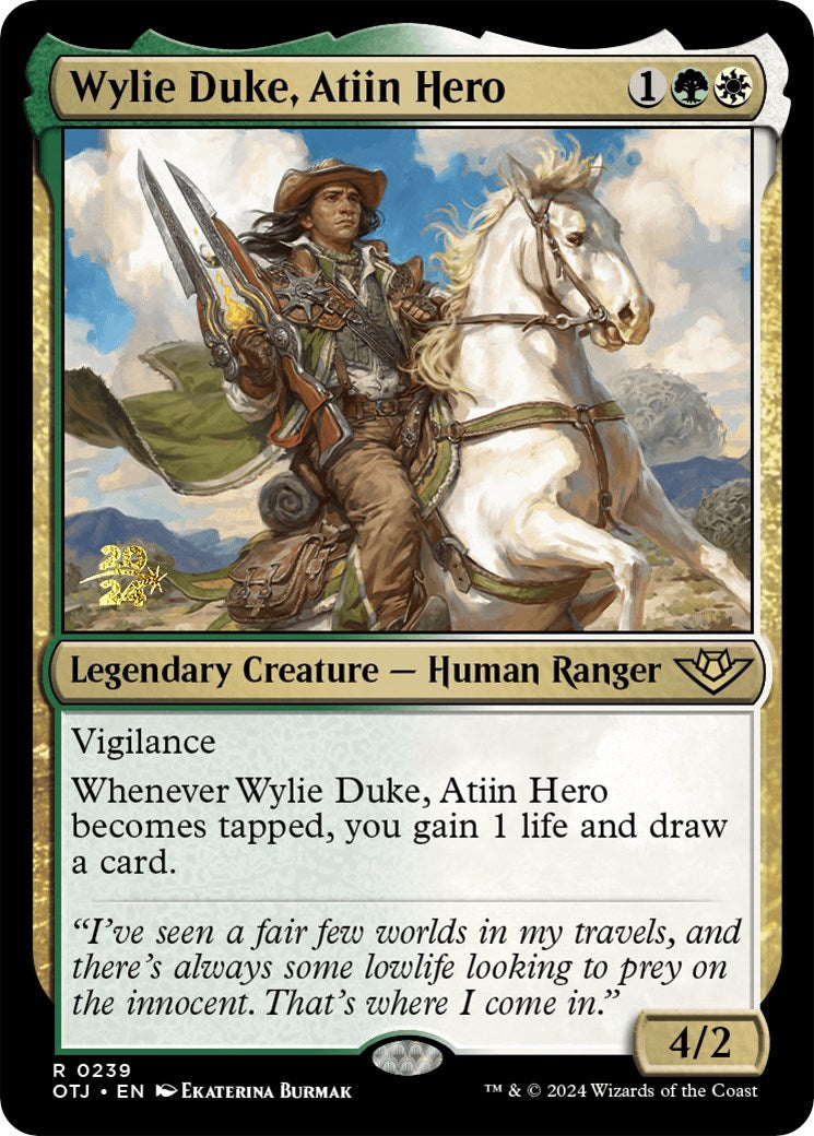 Wylie Duke, Atiin Hero [Outlaws of Thunder Junction Prerelease Promos] | Boutique FDB TCG