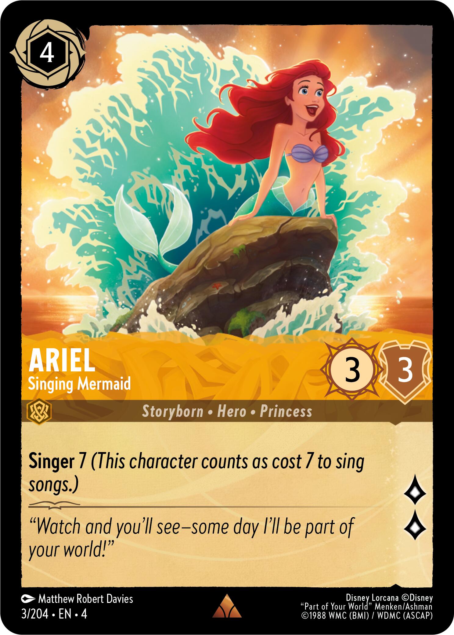 Ariel - Singing Mermaid (3/204) [Ursula's Return] | Boutique FDB TCG