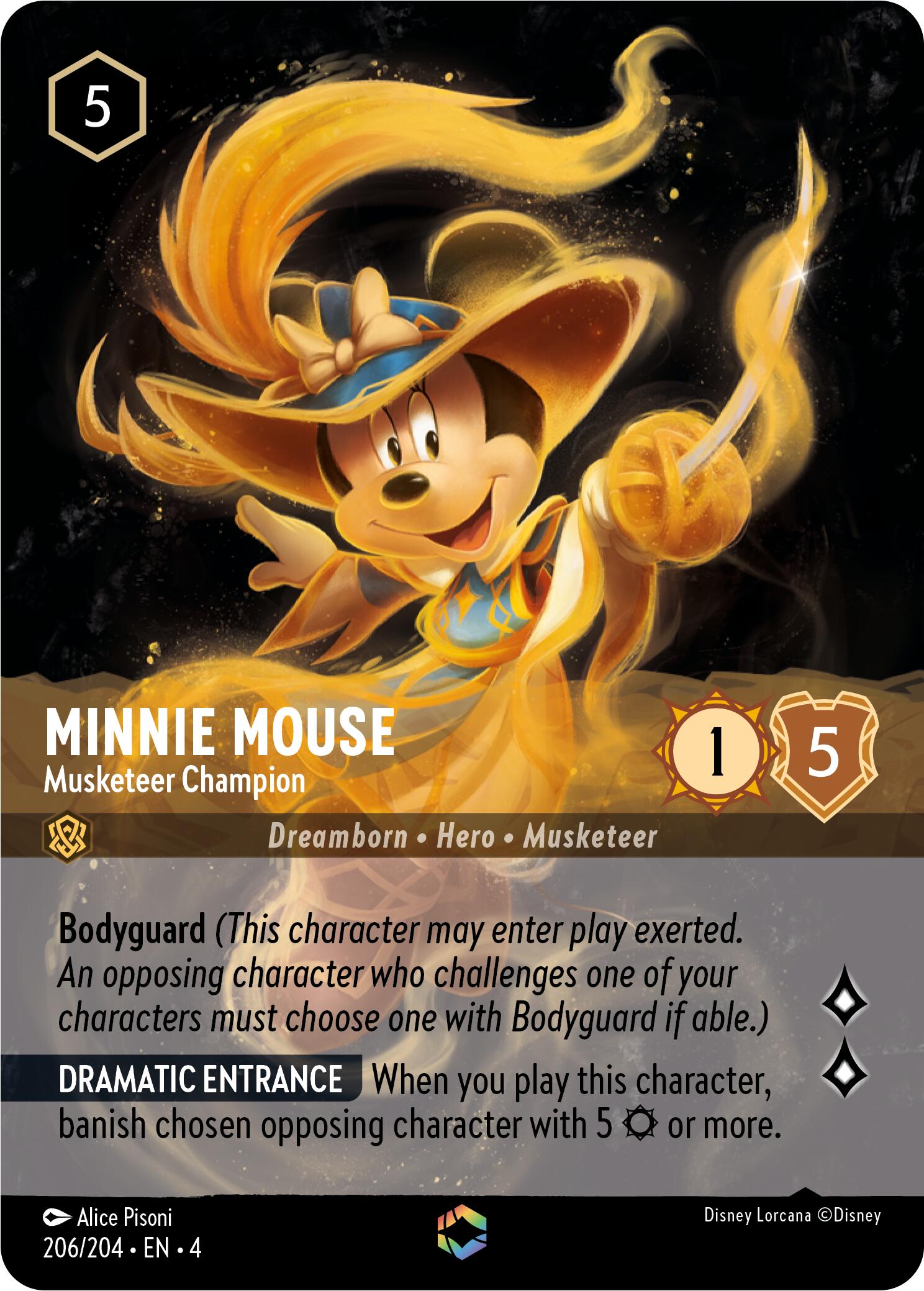 Minnie Mouse - Musketeer Champion (Enchanted) (206/204) [Ursula's Return] | Boutique FDB TCG