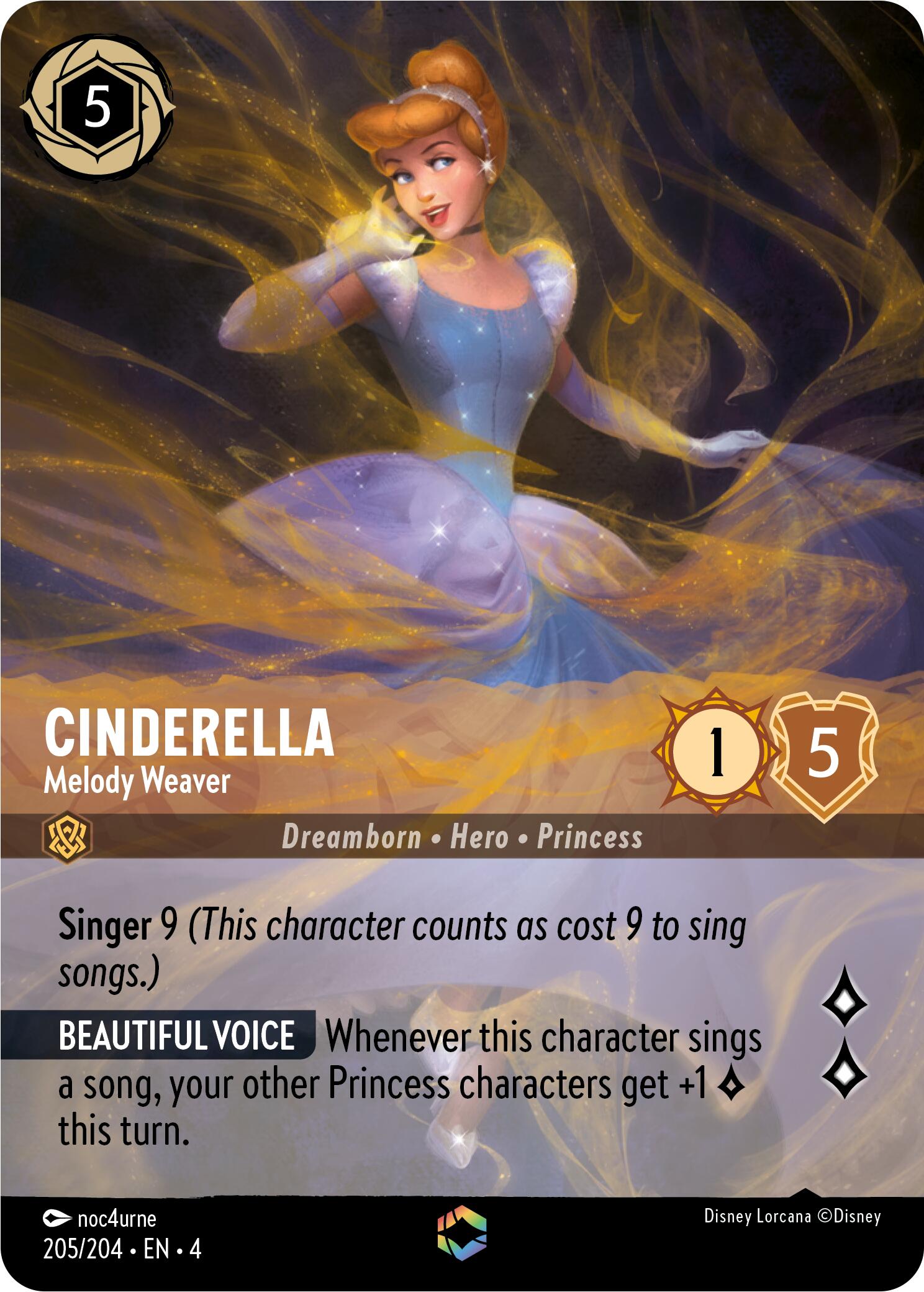 Cinderella - Melody Weaver (Enchanted) (205/204) [Ursula's Return] | Boutique FDB TCG