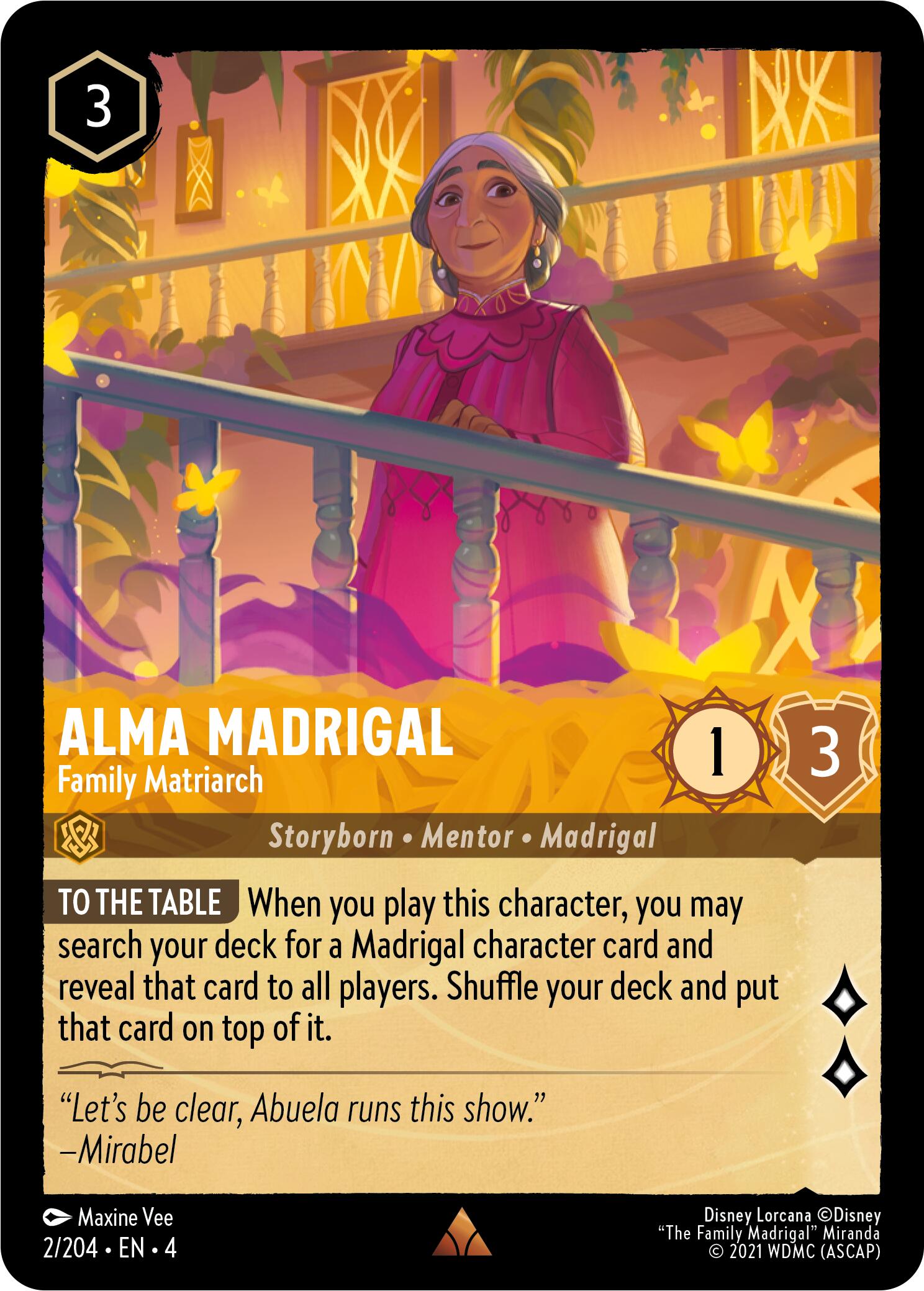 Alma Madrigal - Family Matriarch (2/204) [Ursula's Return] | Boutique FDB TCG