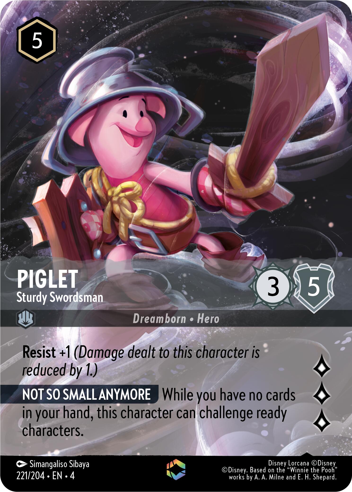 Piglet - Sturdy Swordsman (Enchanted) (221/204) [Ursula's Return] | Boutique FDB TCG