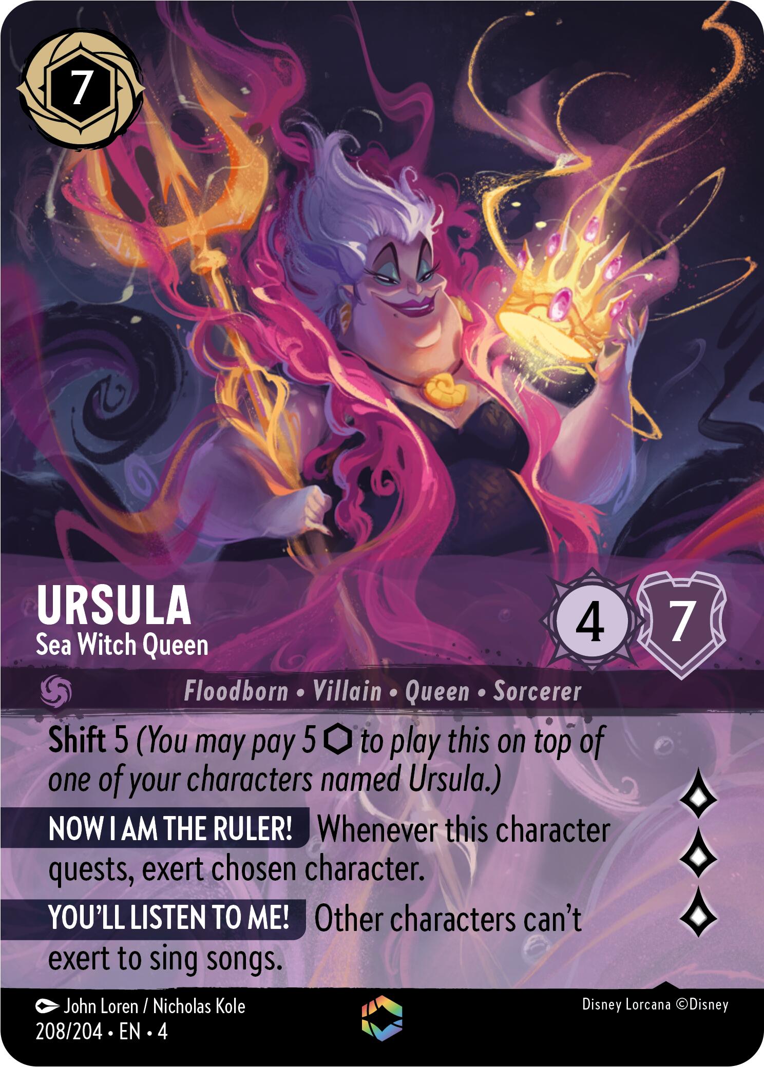 Ursula - Sea Witch Queen (Enchanted) (208/204) [Ursula's Return] | Boutique FDB TCG