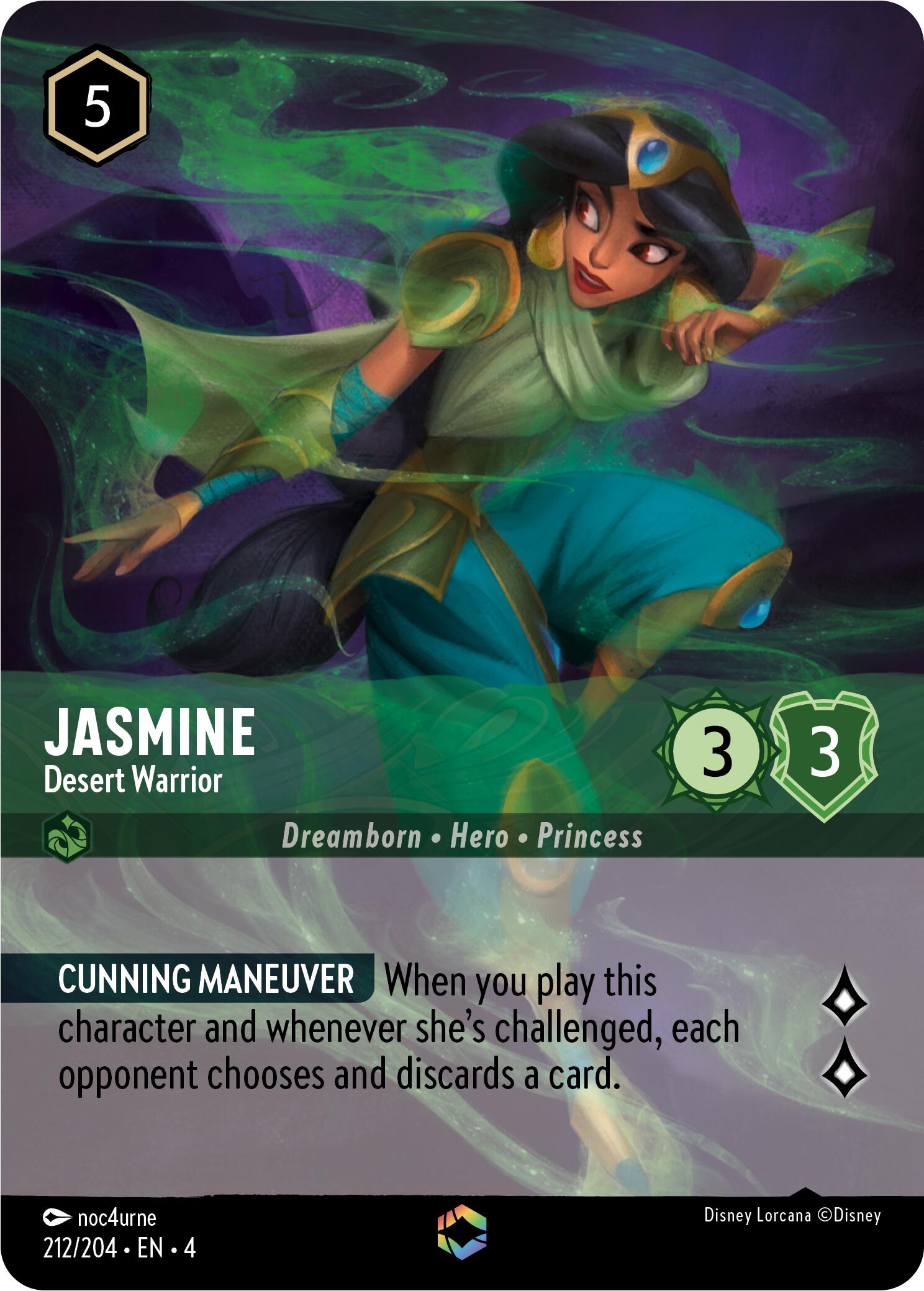 Jasmine - Desert Warrior (Enchanted) (212/204) [Ursula's Return] | Boutique FDB TCG