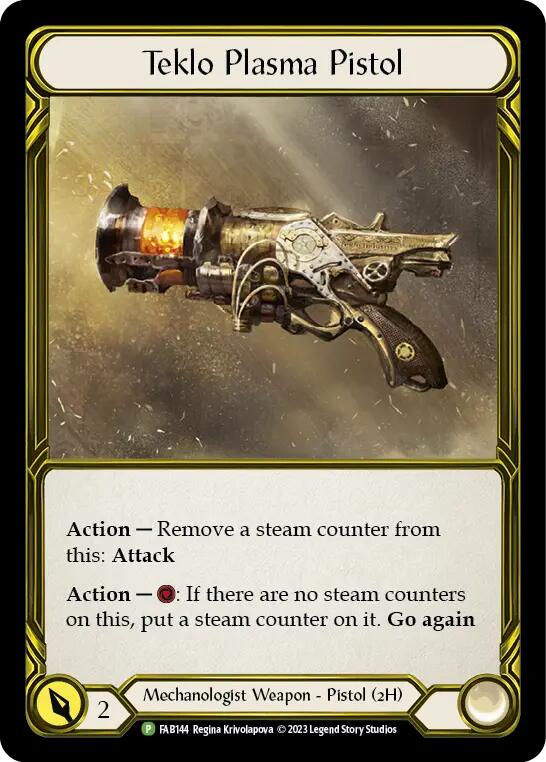 Teklo Plasma Pistol (Golden) [FAB144] (Promo)  Cold Foil | Boutique FDB TCG