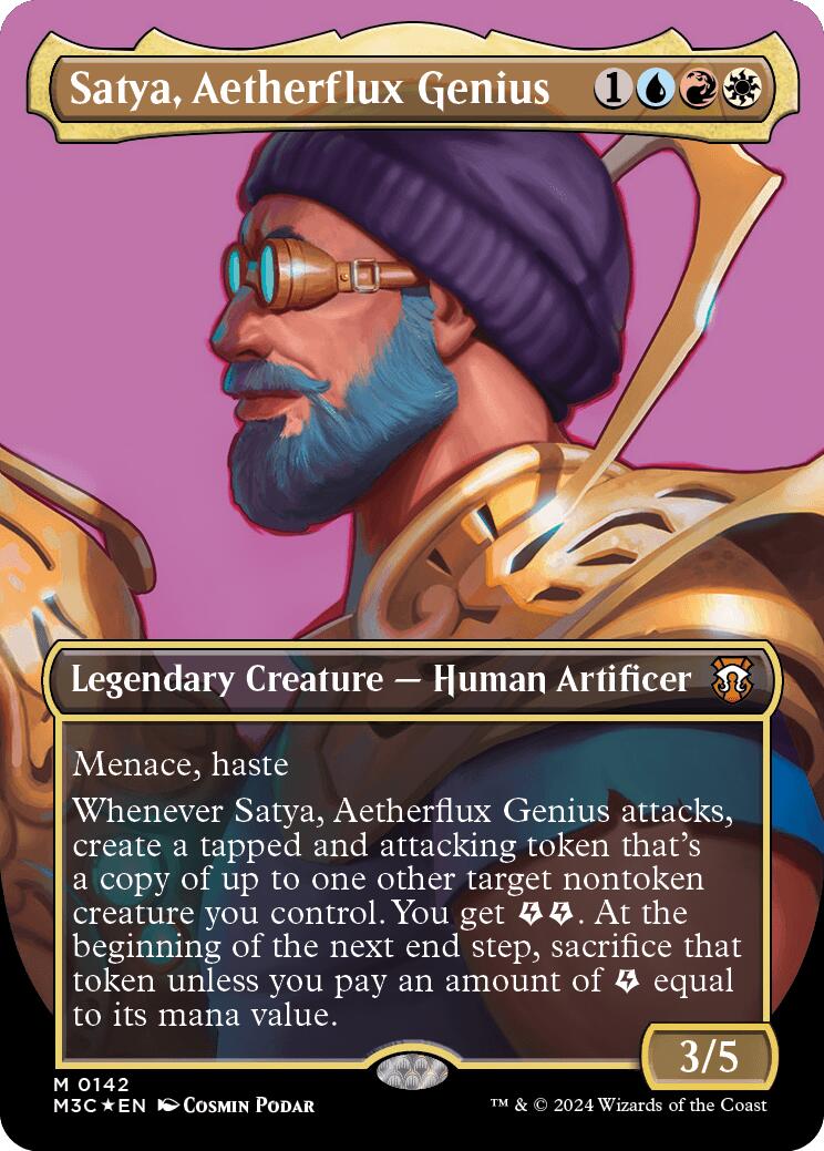 Satya, Aetherflux Genius (Borderless) (Ripple Foil) [Modern Horizons 3 Commander] | Boutique FDB TCG