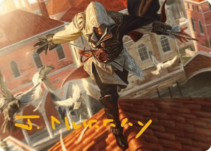 Ezio, Blade of Vengeance Art Card (Gold-Stamped Signature) [Assassin's Creed Art Series] | Boutique FDB TCG