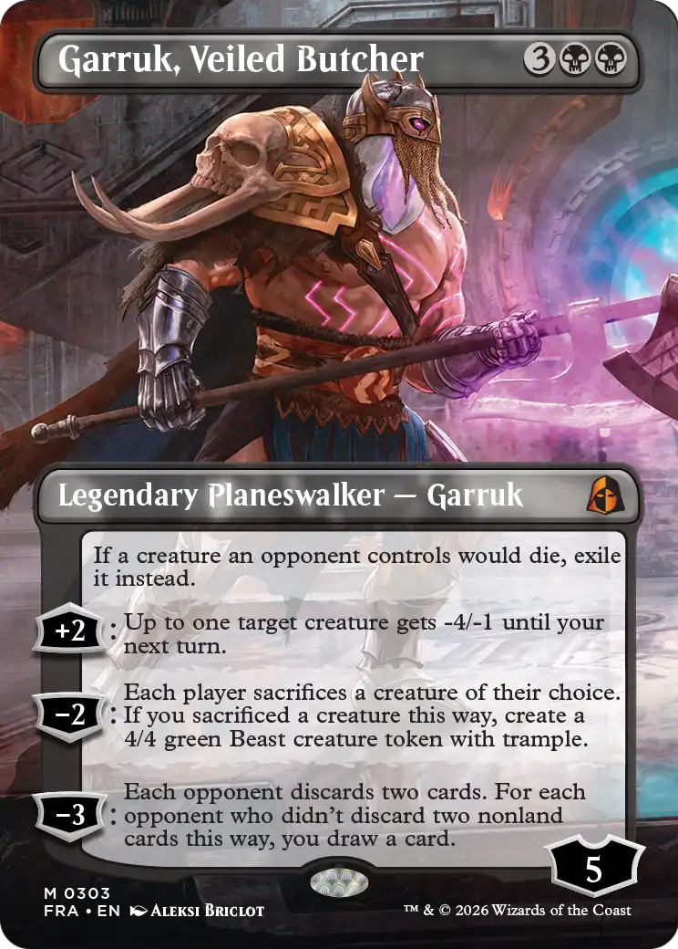 Garruk, Veiled Butcher (Borderless) [Reality Fracture] | Boutique FDB TCG