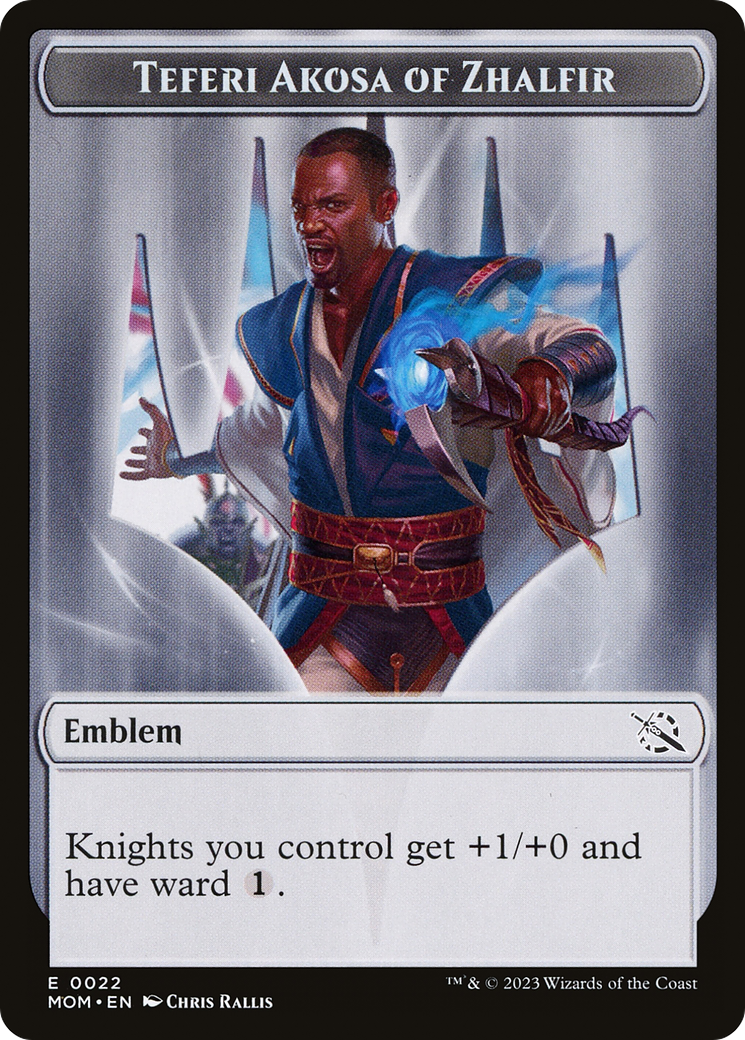 Treasure (21) // Teferi Akosa of Zhalfir Emblem Double-Sided Token [March of the Machine Tokens] | Boutique FDB TCG