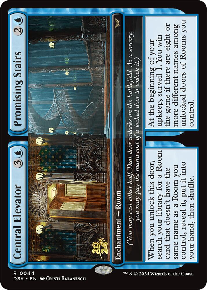 Central Elevator // Promising Stairs [Duskmourn: House of Horror Prerelease Promos] | Boutique FDB TCG