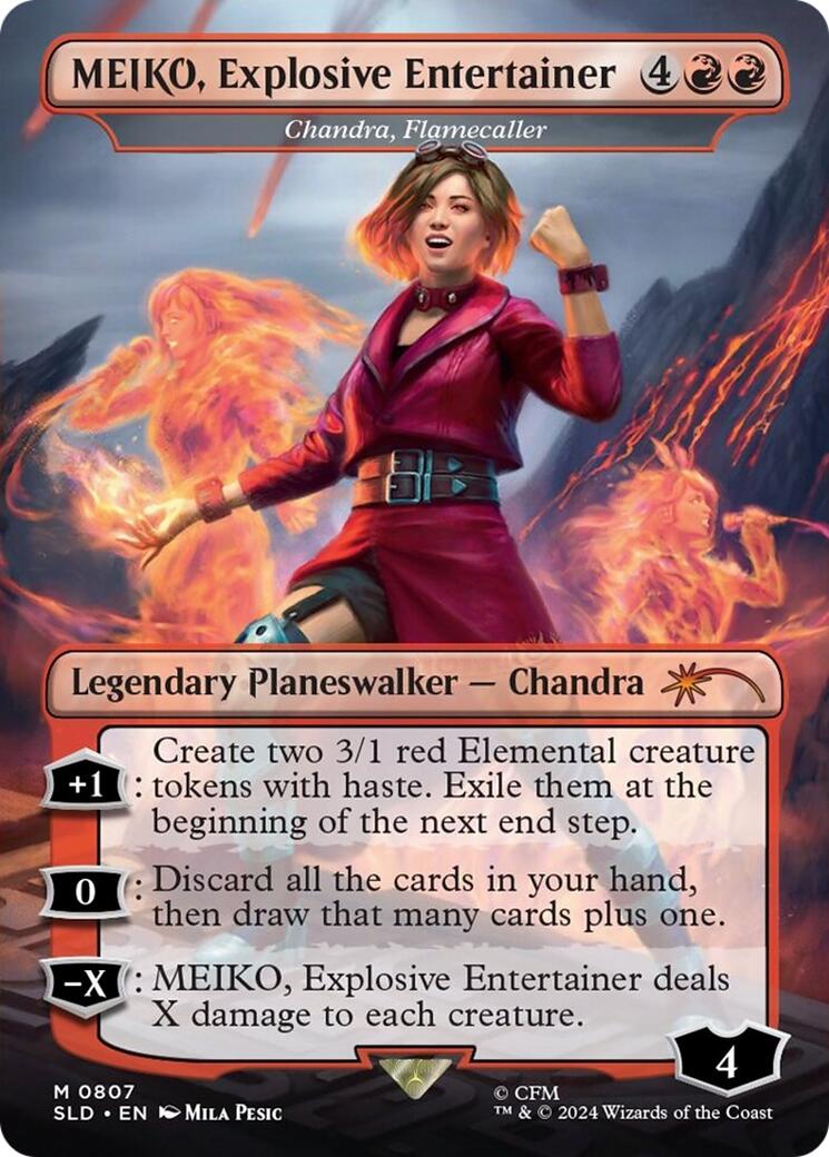 MEIKO, Explosive Entertainer - Chandra, Flamecaller (Rainbow Foil) [Secret Lair Drop Series] | Boutique FDB TCG