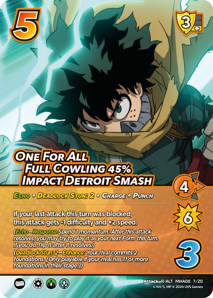 One For All Full Cowling 45% Impact Detroit Smash (Alternate Art) [Challenger Series: My Hero Academia - Dark Hero Arc] | Boutique FDB TCG