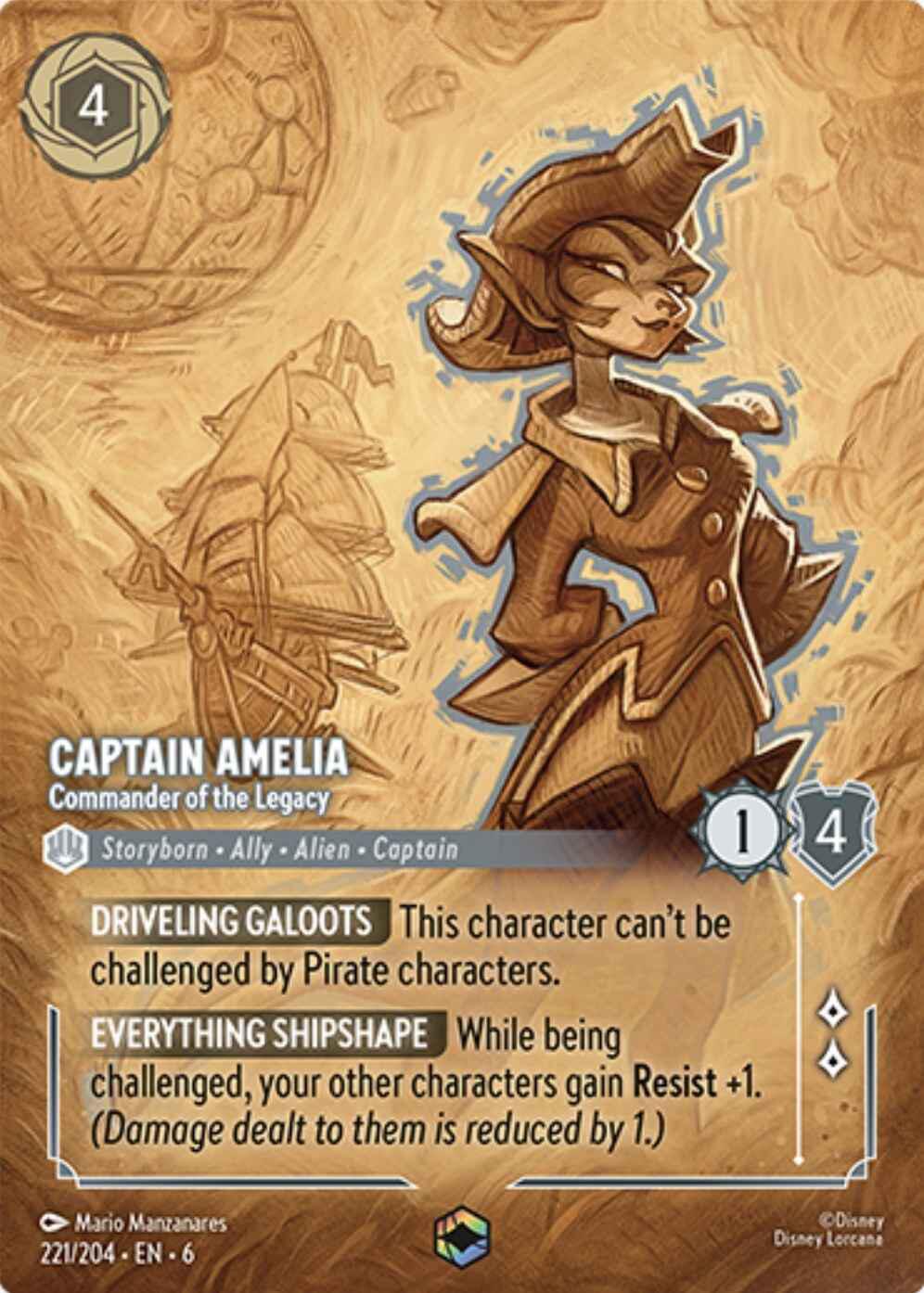 Captain Amelia - Commander of the Legacy (Enchanted) (221/204) [Azurite Sea] | Boutique FDB TCG