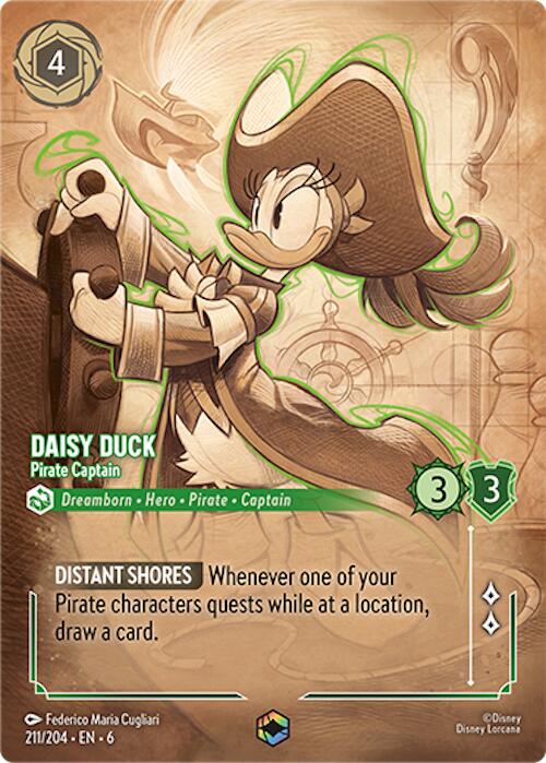 Daisy Duck - Pirate Captain (Enchanted) (211/204) [Azurite Sea] | Boutique FDB TCG