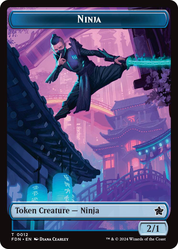 Emblem - Kaito, Cunning Infiltrator // Ninja Doubled-Sided Token [Foundations Tokens] | Boutique FDB TCG