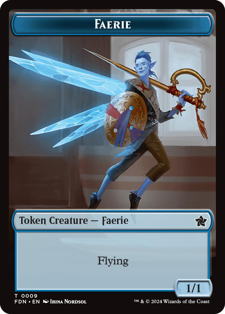 Faerie // Fish Doubled-Sided Token [Foundations Tokens] | Boutique FDB TCG