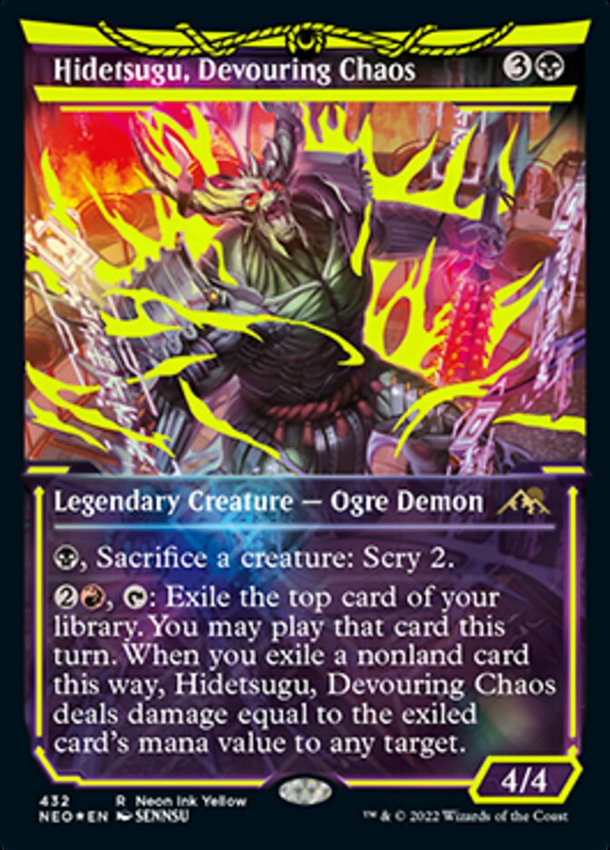 Hidetsugu, Devouring Chaos (Neon Ink Yellow) [Kamigawa: Neon Dynasty] | Boutique FDB TCG