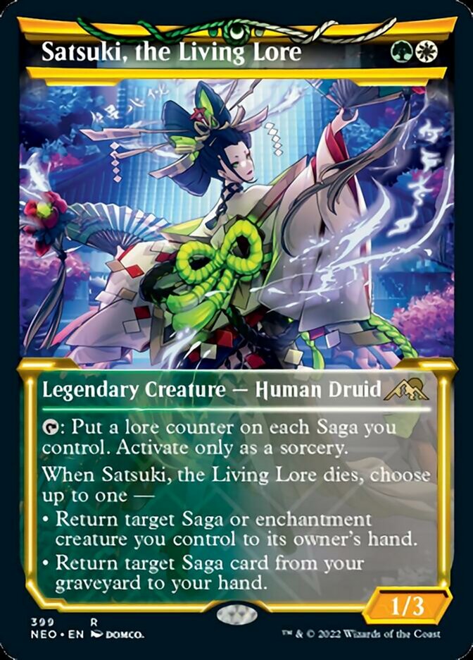 Satsuki, the Living Lore (Showcase Soft Glow) [Kamigawa: Neon Dynasty] | Boutique FDB TCG