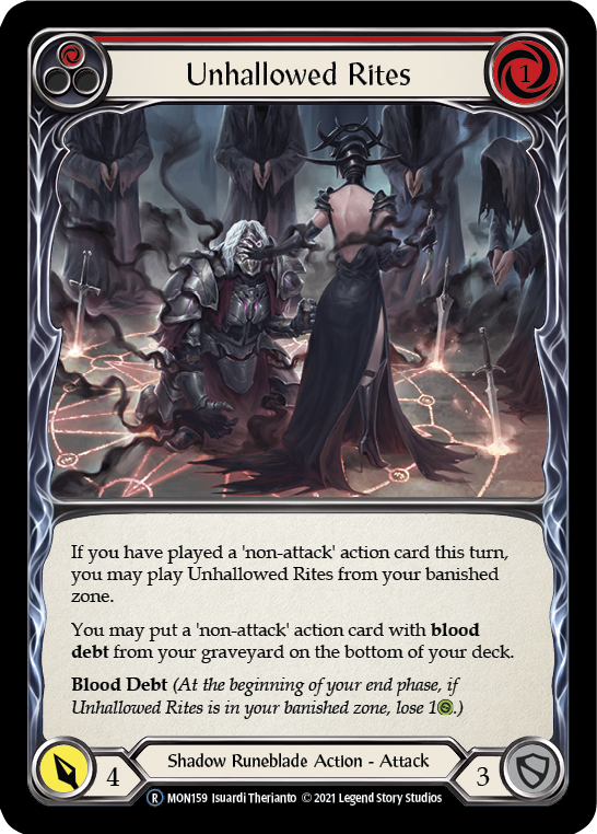 Unhallowed Rites (Red) [U-MON159-RF] (Monarch Unlimited)  Unlimited Rainbow Foil | Boutique FDB TCG