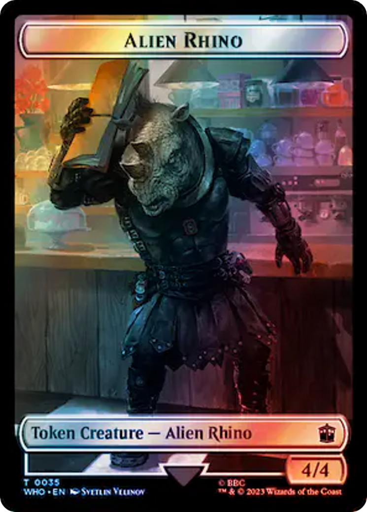 Alien Rhino // Treasure (0060) Double-Sided Token (Surge Foil) [Doctor Who Tokens] | Boutique FDB TCG