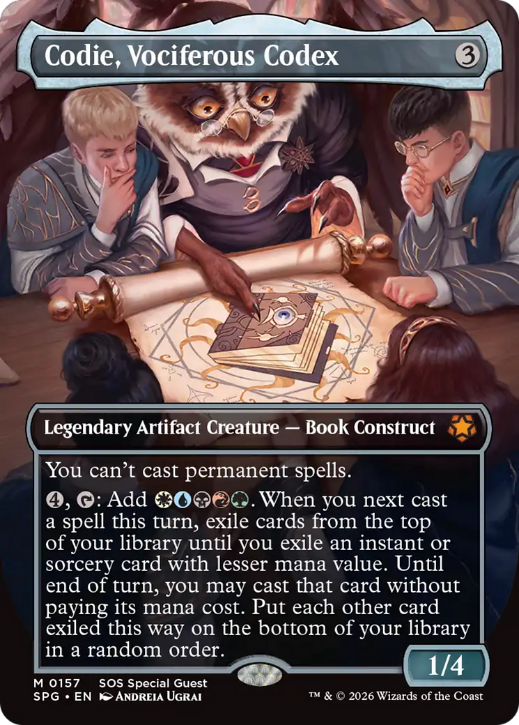 Codie, Vociferous Codex (Borderless) [Secrets of Strixhaven Special Guests] | Boutique FDB TCG