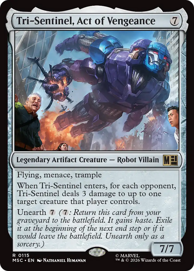 Tri-Sentinel, Act of Vengeance (Surge Foil) [Marvel Super Heroes Commander] | Boutique FDB TCG